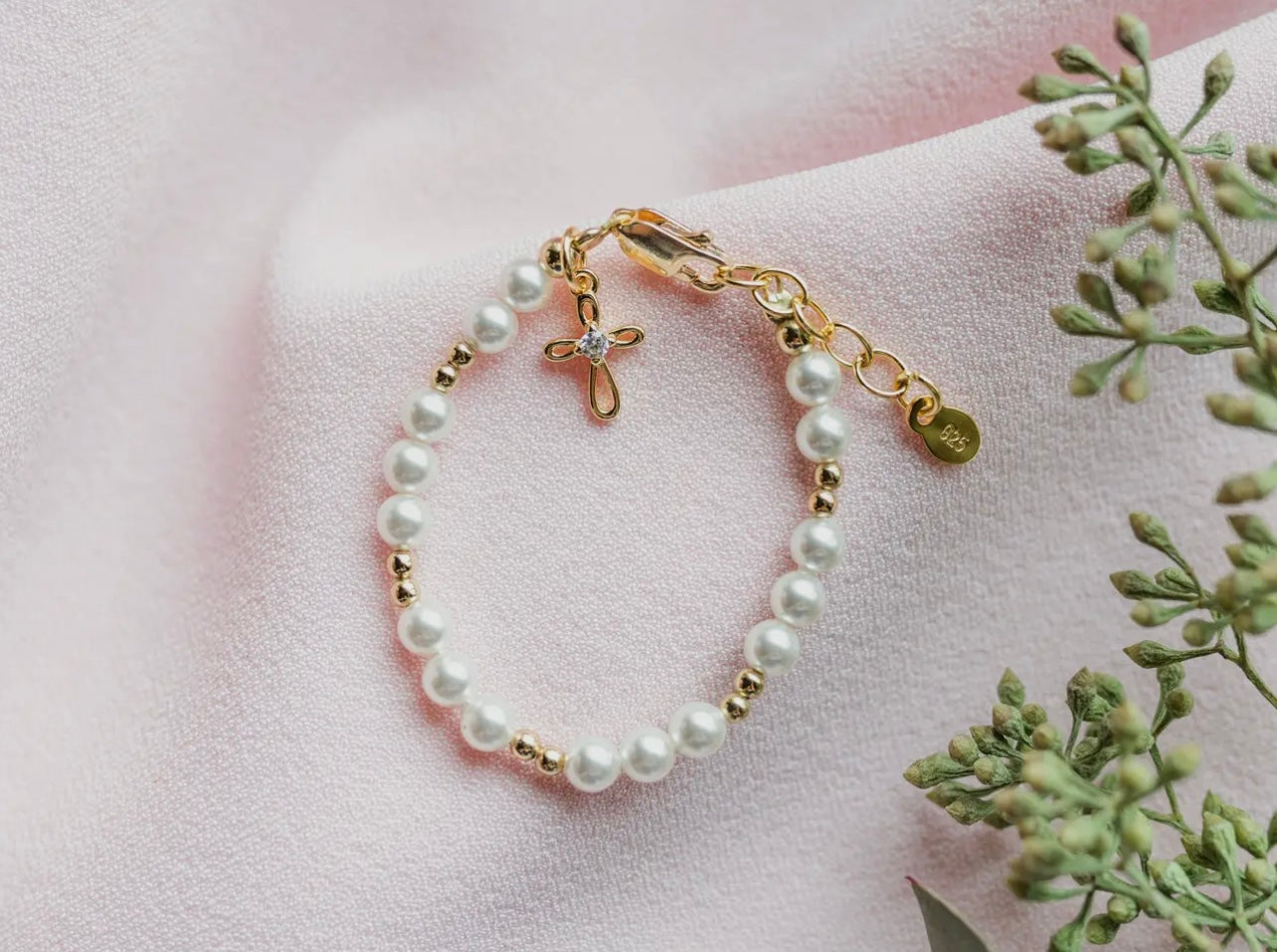 14K Gold-Plated Baby Cross Mae Bracelet