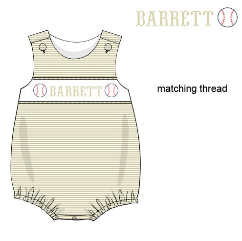 Pre-Order Tan Custom Hand Smocked Game Day Bubble (Football and Baseball)