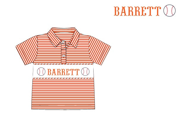 Pre-Order Orange Custom Hand Smocked Game Day Polo (Football and Baseball)