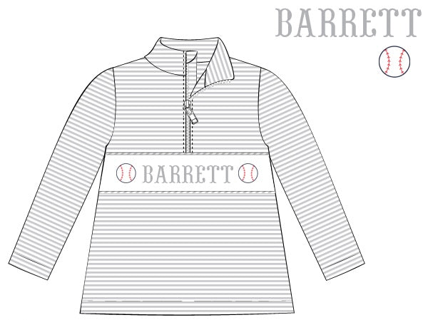 Pre-Order Gray Custom Hand Smocked Pullover (Football & Baseball)