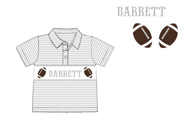Pre-Order Gray Custom Hand Smocked Game Day Polo (Football and Baseball)