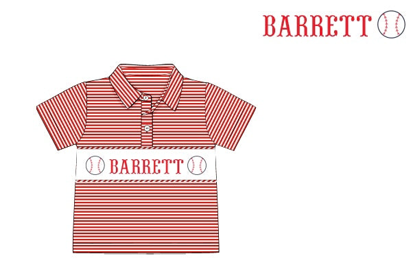 Pre-Order Red Custom Hand Smocked Game Day Polo (Football and Baseball)