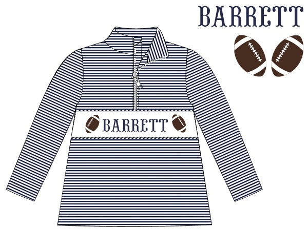 Pre-Order Navy Blue Custom Hand Smocked Pullover (Football & Baseball)