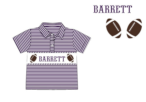 Pre-Order Purple Custom Hand Smocked Game Day Polo (Football and Baseball)