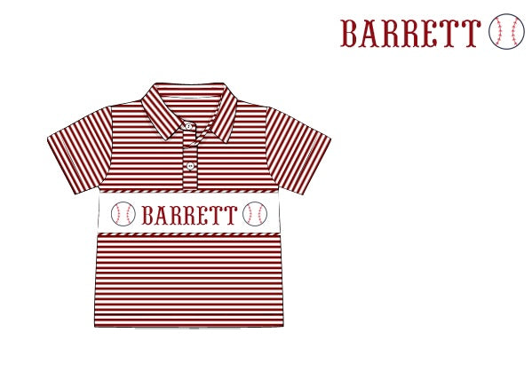 Pre-Order Maroon Custom Hand Smocked Game Day Polo (Football and Baseball)