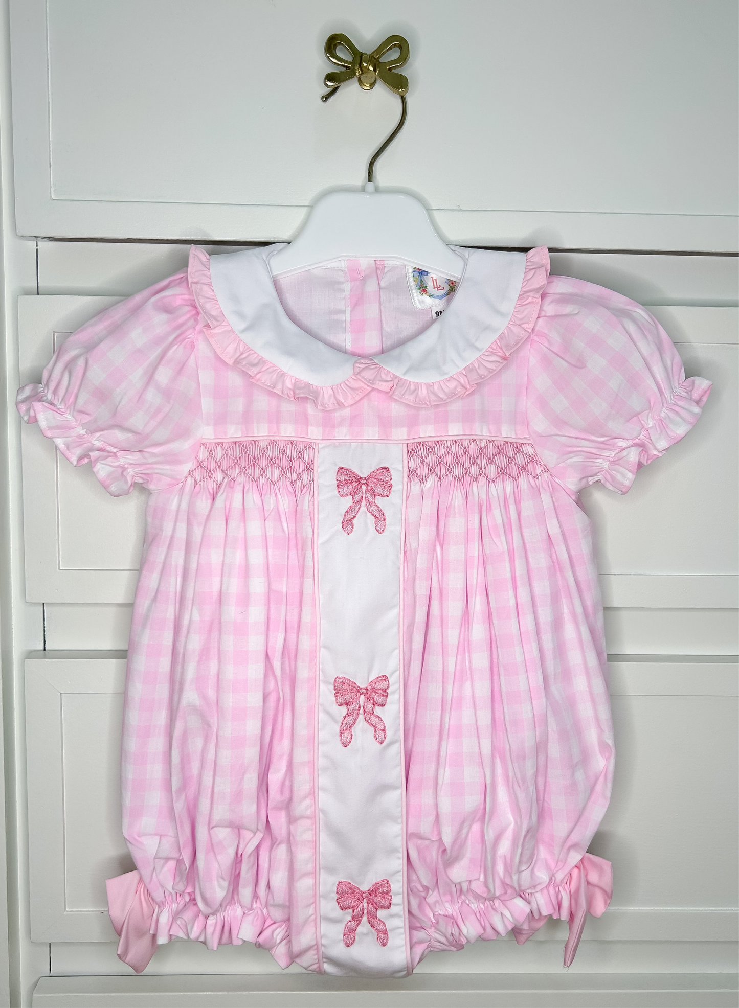 Hand Embroidered & Smocked Bow Bubble