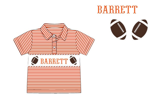 Pre-Order Orange Custom Hand Smocked Game Day Polo (Football and Baseball)