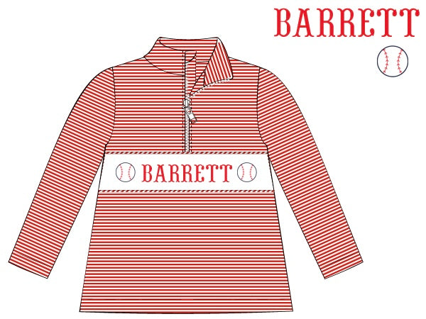 Pre-Order Red Custom Hand smocked Game Day Pullover (Football & Baseball)