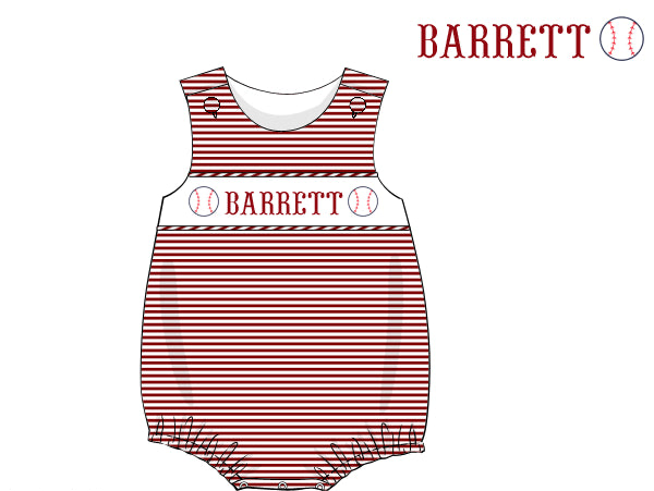 Pre-Order Maroon Custom Hand Smocked Game Day Bubble (Football and Baseball)