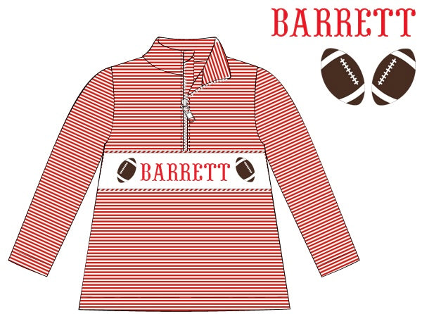 Pre-Order Red Custom Hand smocked Game Day Pullover (Football & Baseball)
