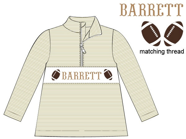 Pre-Order Tan Custom Hand Smocked Game Day Pullover (Football & Baseball)