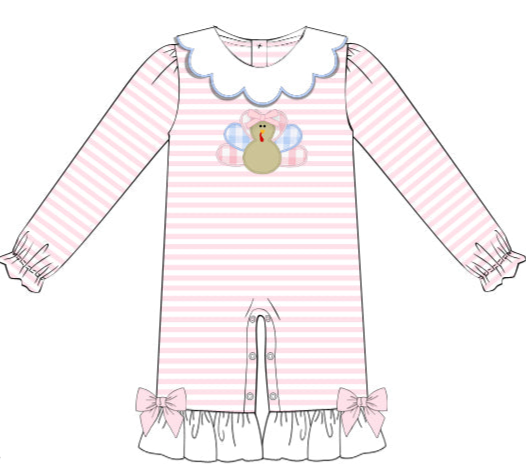 Gingham Appliqué Turkey Romper