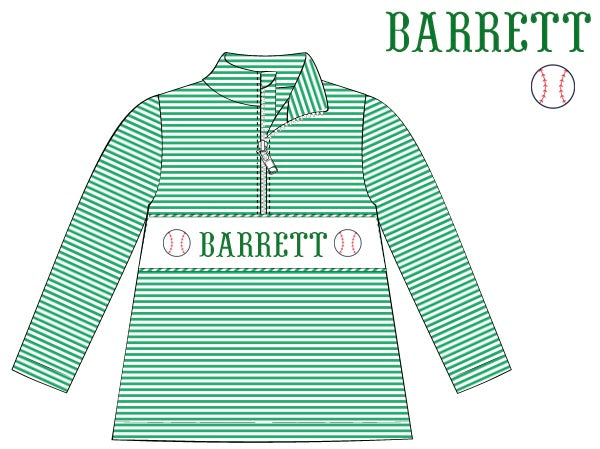 Pre-Order Green Custom Hand Smocked Game Day Pullover (Football & Baseball)