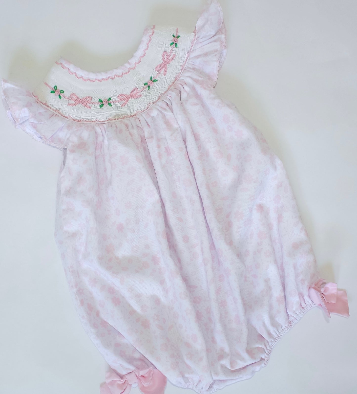 Hand Smocked Florals and Bows Bubble