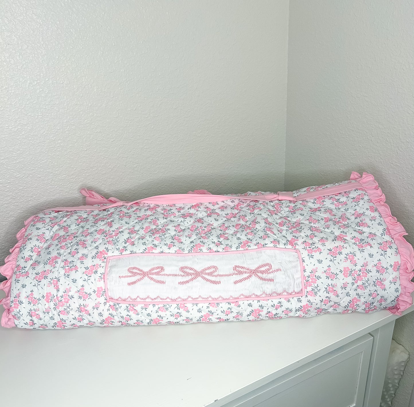 Bow & Floral Hand Smocked Nap Mat