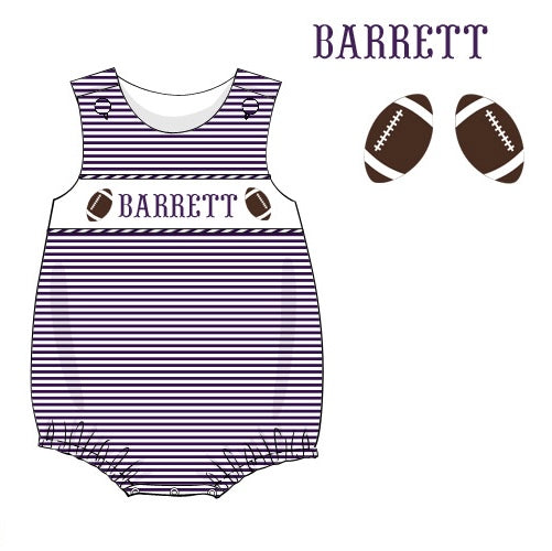 Pre-Order Purple Custom Hand Smocked Game day Bubble (Football & Baseball)