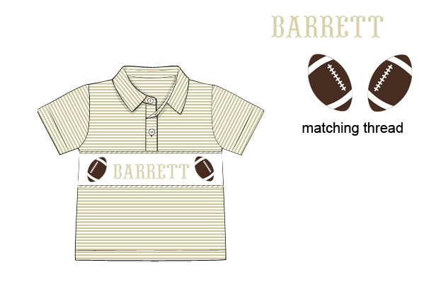 Pre-Order Tan Custom Hand Smocked Game Day Polo (Football and Baseball)