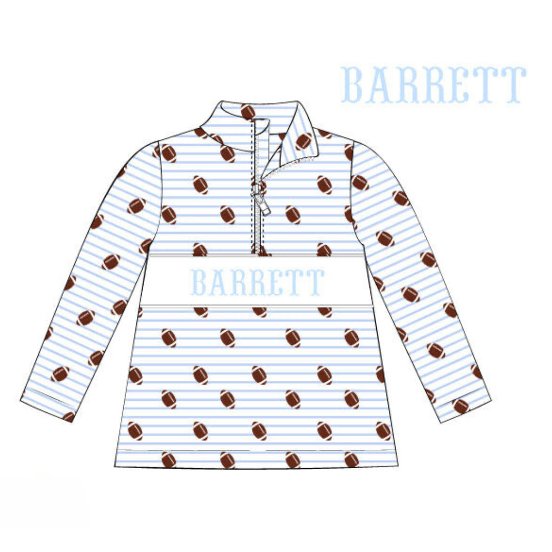 Pre-Order Custom Hand Smocked Striped Football Pullover