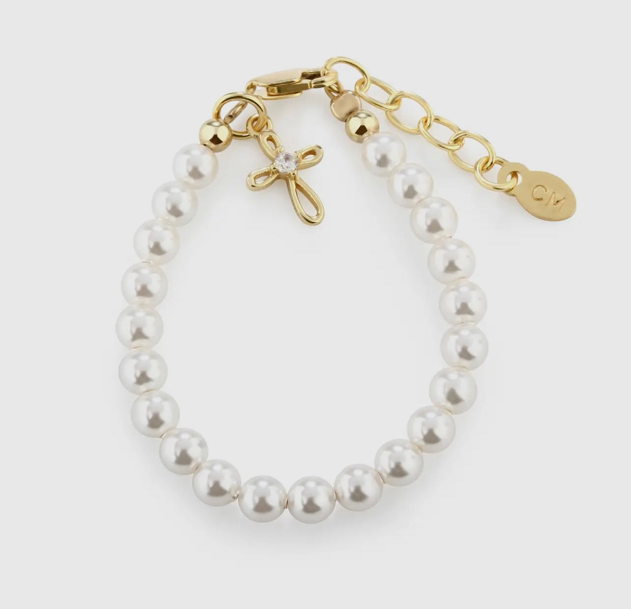 14K Gold-Plated Cross Pearls Jayde Bracelet