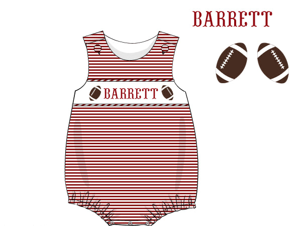 Pre-Order Maroon Custom Hand Smocked Game Day Bubble (Football and Baseball)