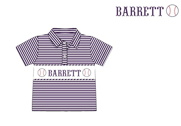 Pre-Order Purple Custom Hand Smocked Game Day Polo (Football and Baseball)