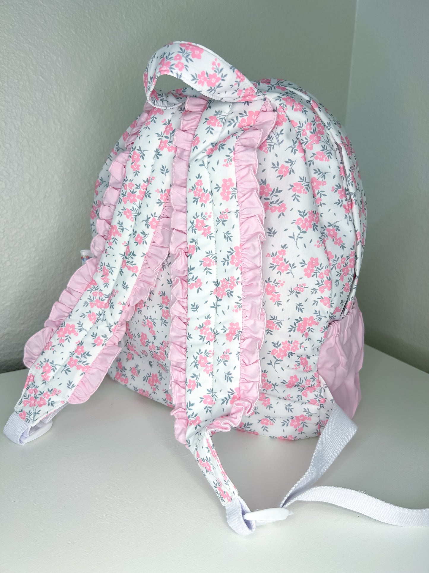Fancy Floral Hand Smocked Pink Floral Backpack
