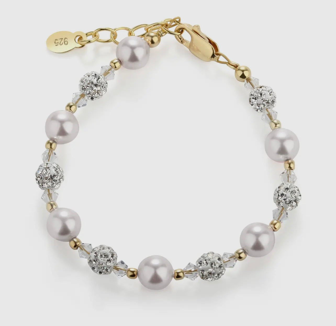 14K Gold-Plated Pearls and Crystals Charlotte Bracelet