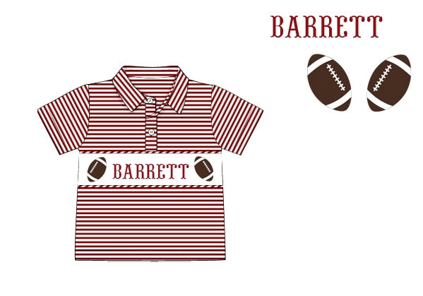Pre-Order Maroon Custom Hand Smocked Game Day Polo (Football and Baseball)