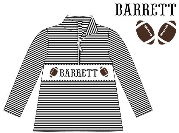 Pre-Order Black Hand Smocked Game Day Pullover (Football & Baseball)
