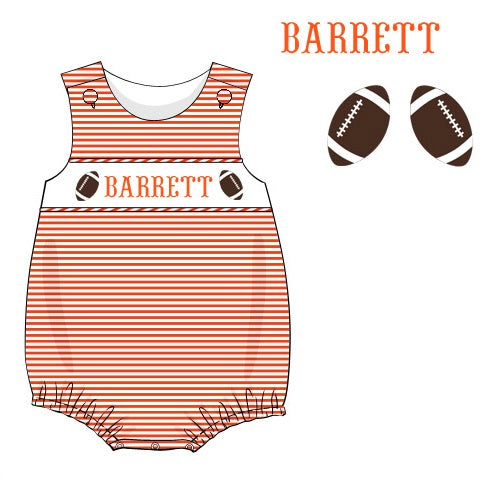 Pre-Order Orange Custom Hand Smocked Game Day Bubble (Football & Baseball)