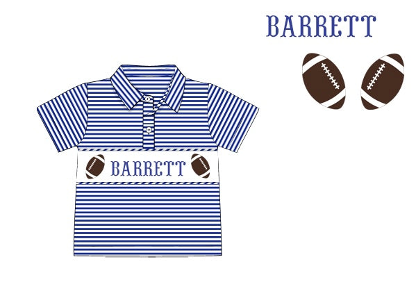 Pre-Order Royal Blue Custom Hand Smocked Game Day Polo (Football and Baseball)