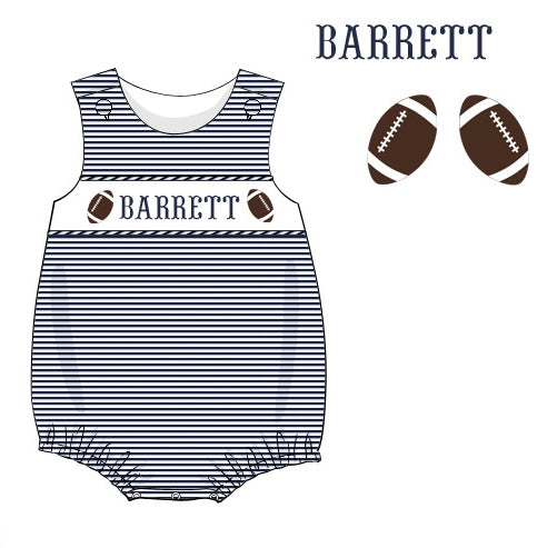 Pre-Order Navy Blue Custom Hand Smocked Game Day Bubble (Football & Baseball)