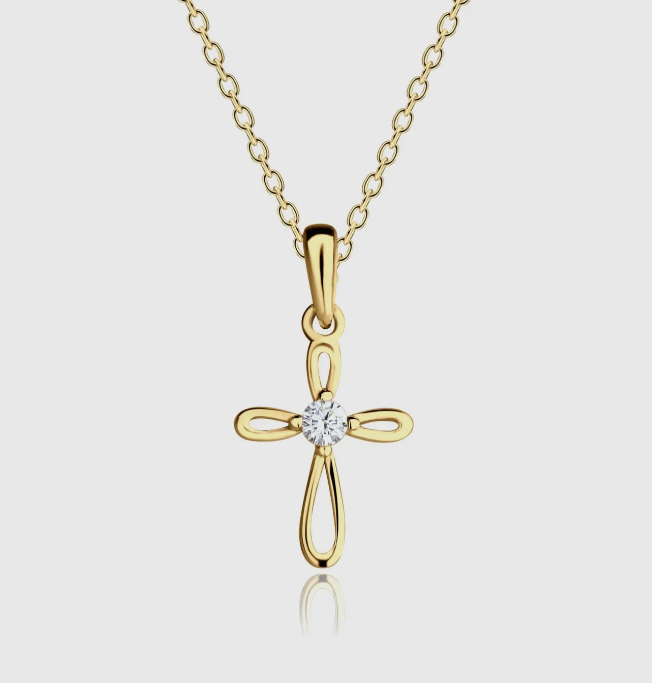 14K Gold-Plated Kids Cross Necklace (14 inch)