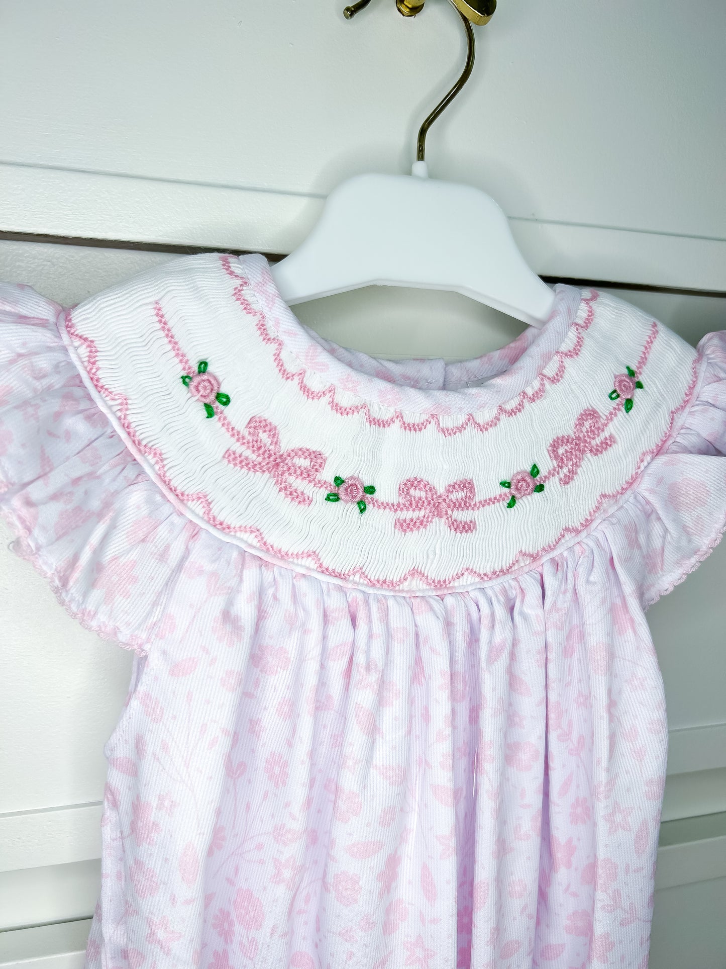 Hand Smocked Florals and Bows Bubble