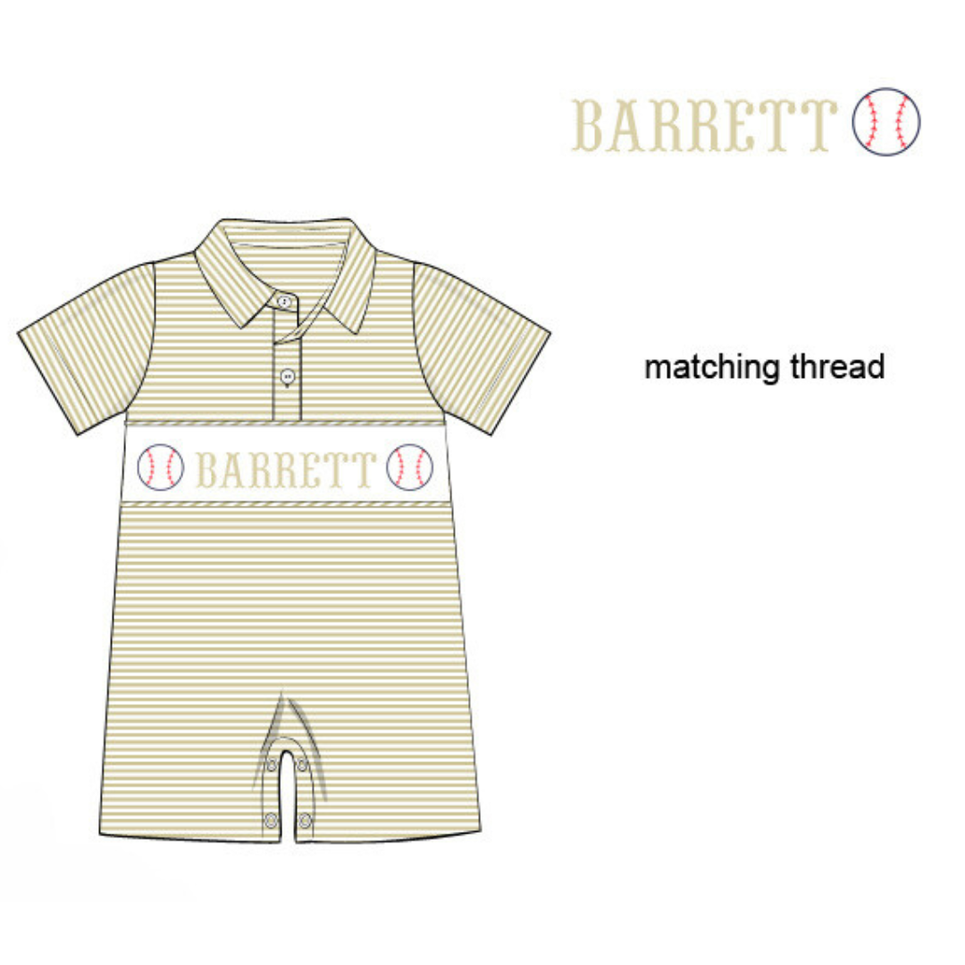 Pre-Order Tan Custom Hand Smocked Game Day Romper