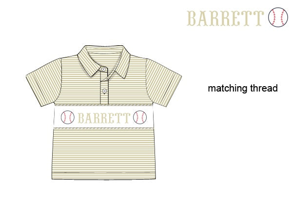 Pre-Order Tan Custom Hand Smocked Game Day Polo (Football and Baseball)