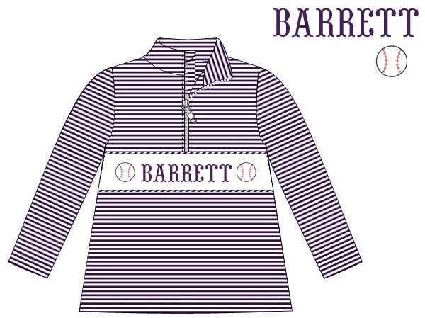 Pre-Order Purple Custom Hand Smocked Game Day Pullover (Football & Baseball)