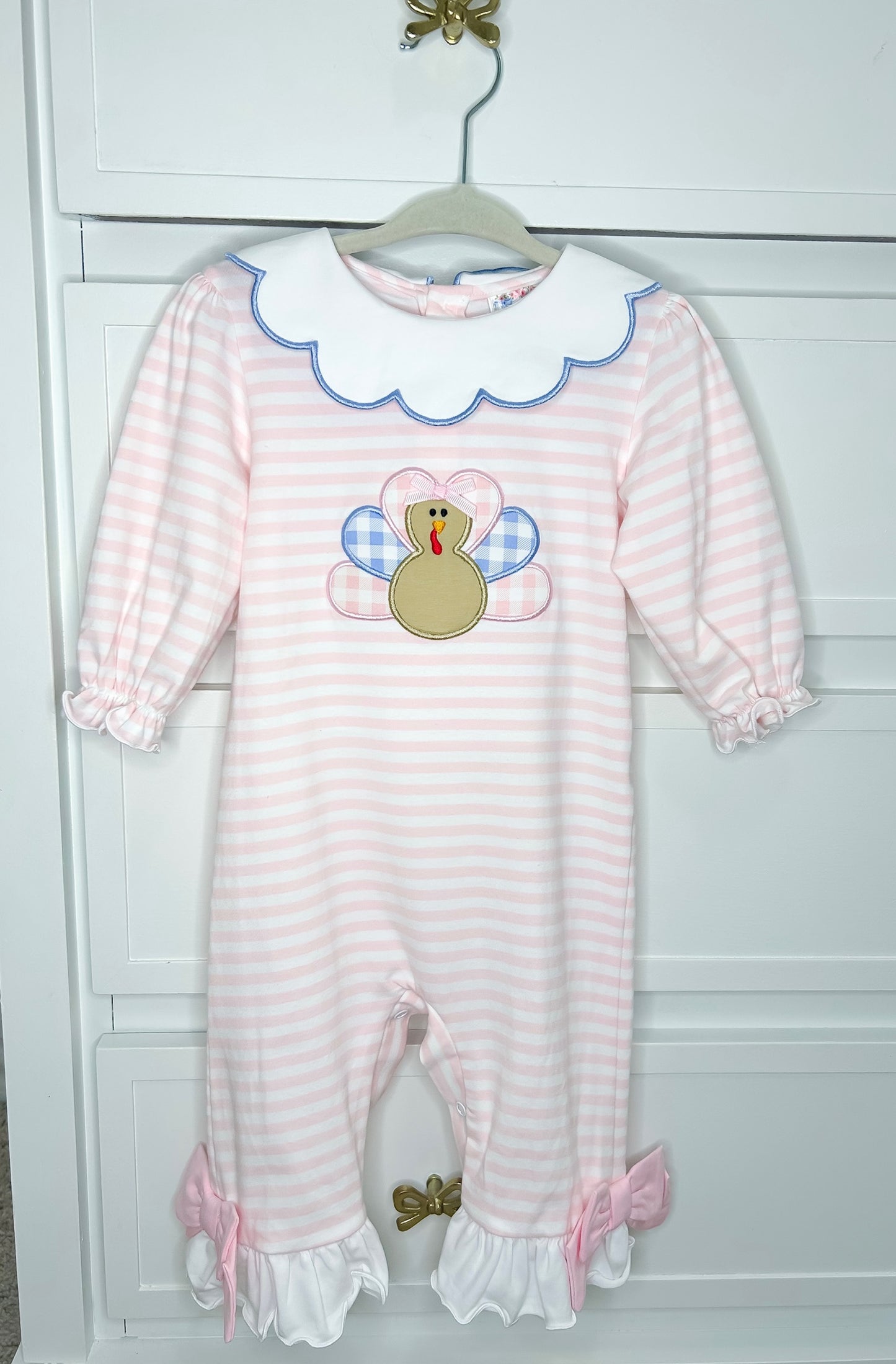 Gingham Appliqué Turkey Romper