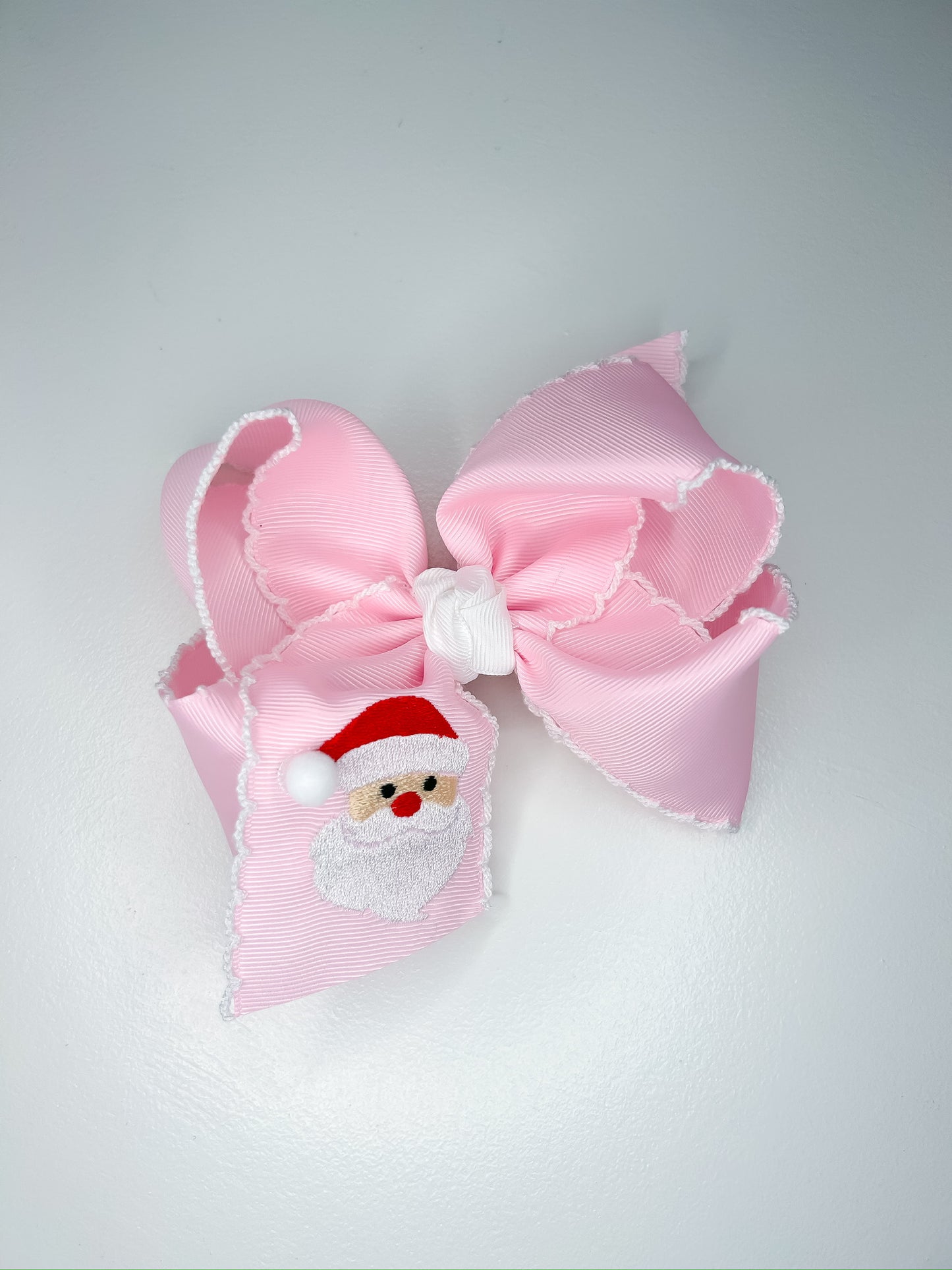 5.5” Pink Santa Bow on Clip