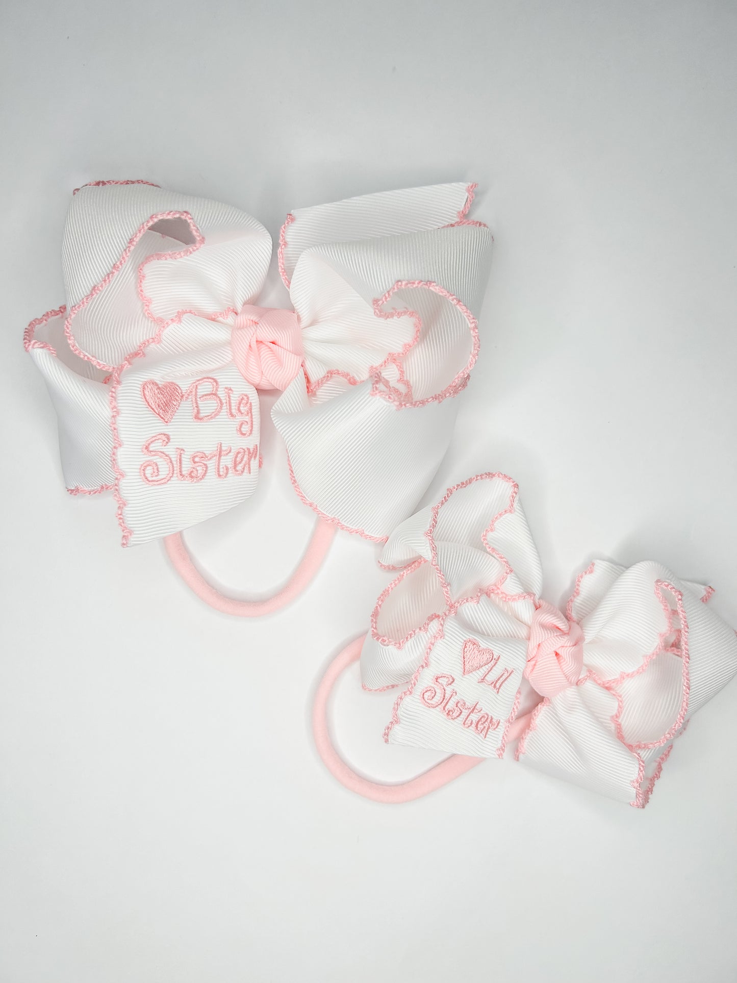 Big Sister Embroidered Bow with Pantyhose Headband