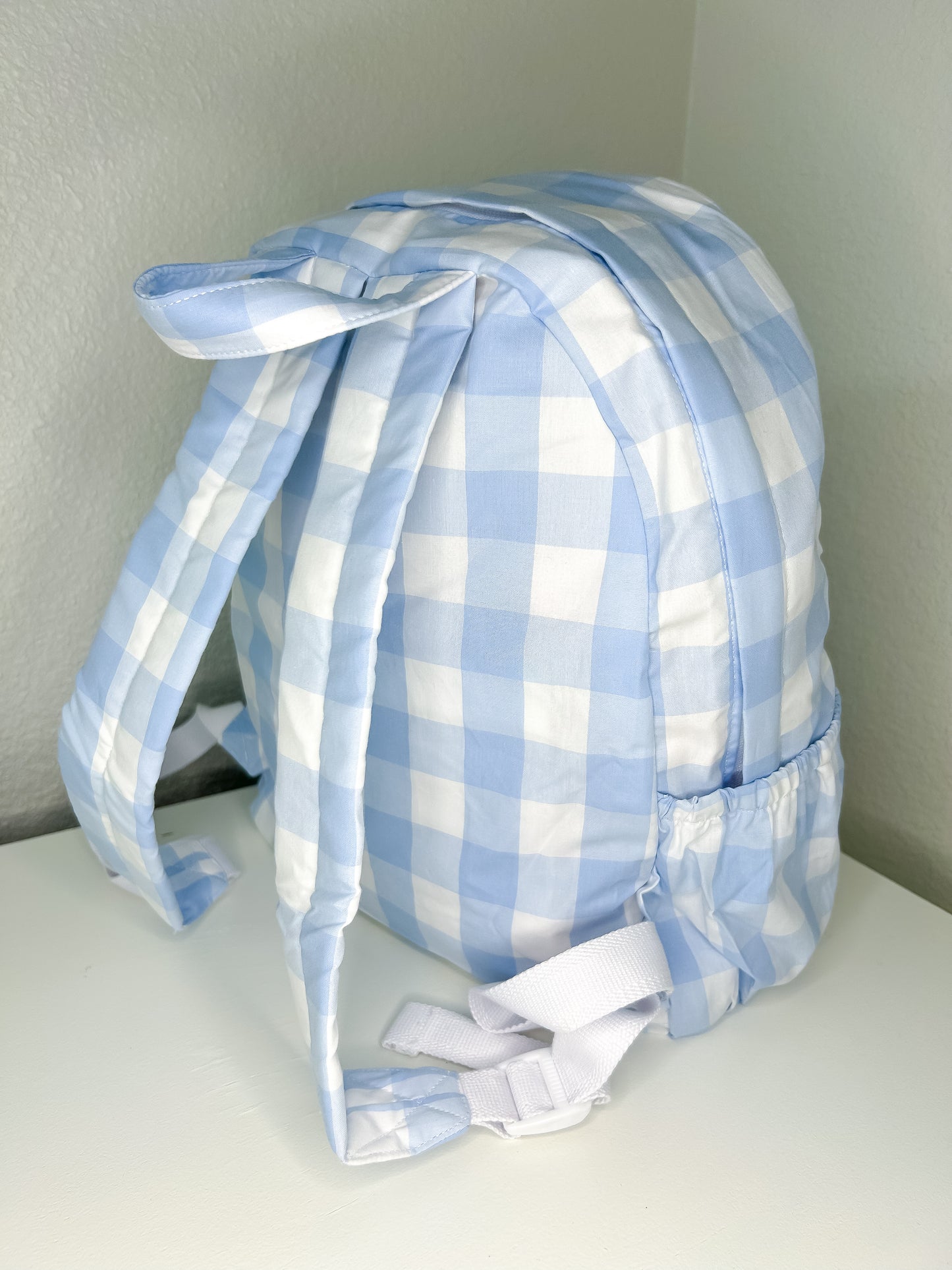 Blue Gingham Mallard Duck Hand Smocked Backpack