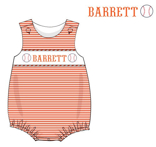 Pre-Order Orange Custom Hand Smocked Game Day Bubble (Football & Baseball)