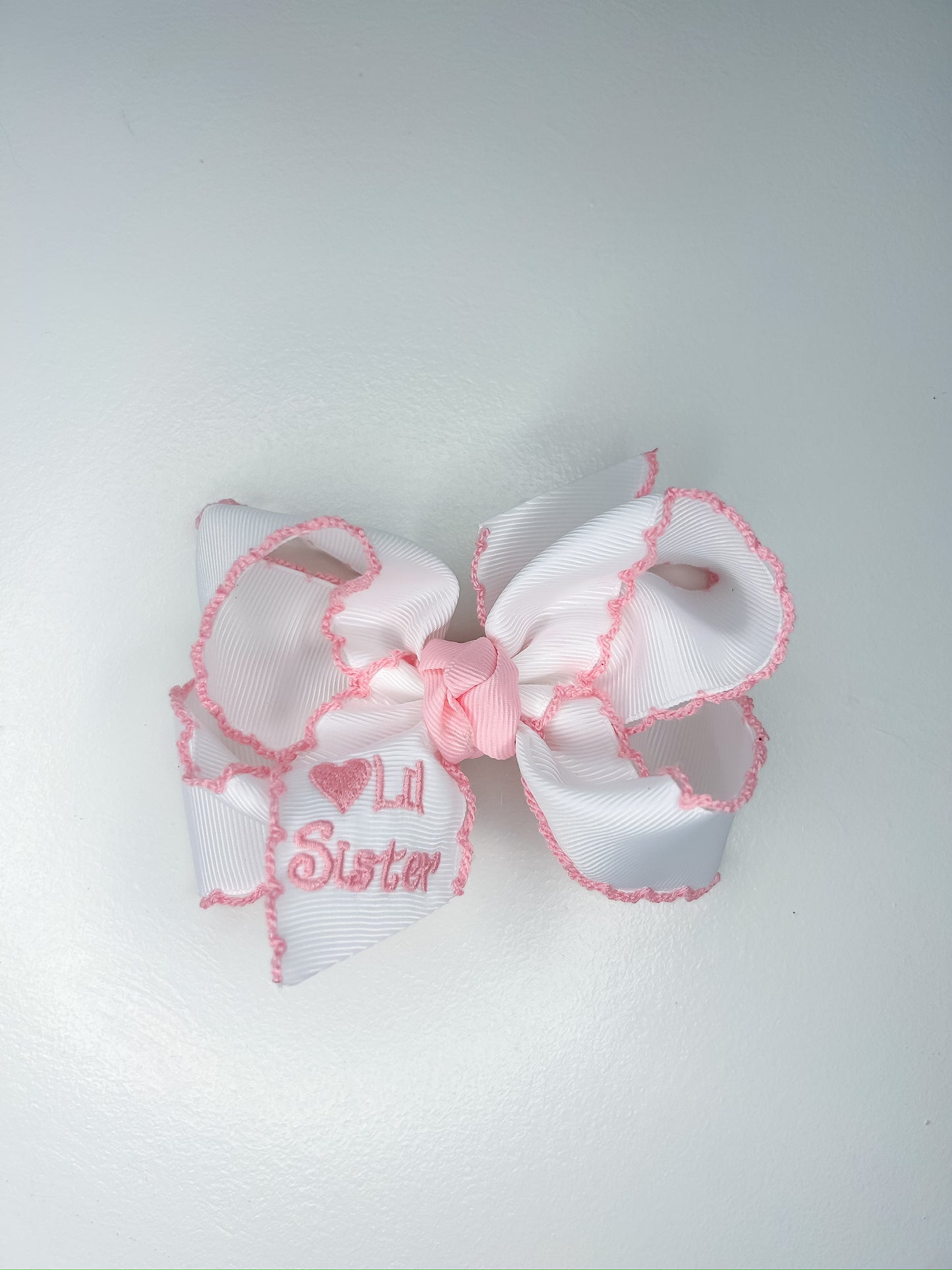 4.5” Crochet Edge Little Sister Bow on Clip