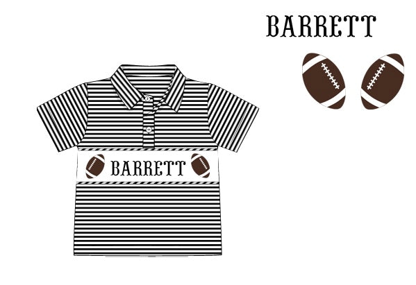 Pre-Order Black Custom Hand Smocked Game Day Polo (Football and Baseball)