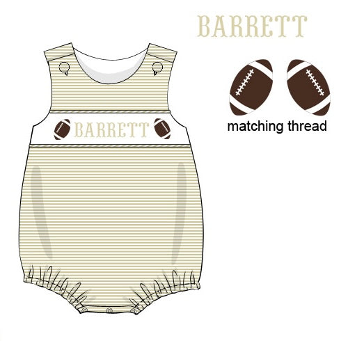 Pre-Order Tan Custom Hand Smocked Game Day Bubble (Football and Baseball)