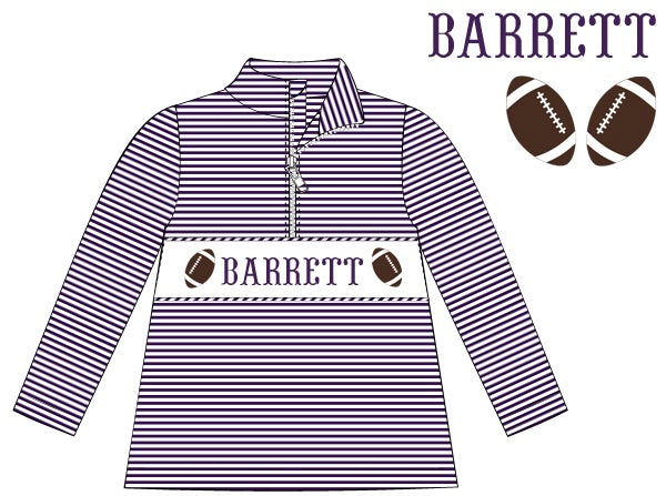 Pre-Order Purple Custom Hand Smocked Game Day Pullover (Football & Baseball)