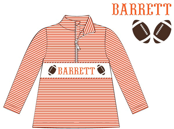 Pre-Order Orange Custom Hand Smocked Game Day Pullover (Football & Baseball)