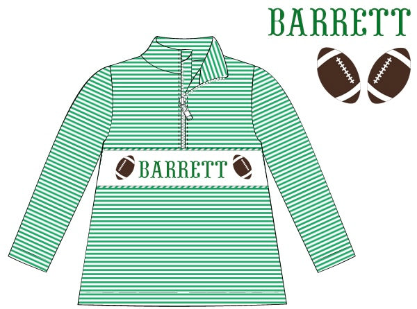 Pre-Order Green Custom Hand Smocked Game Day Pullover (Football & Baseball)