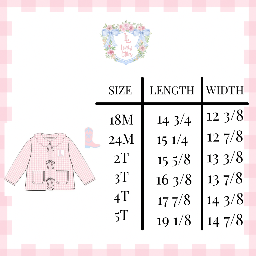 Hand Smocked Pink Gingham Boots and Bows Quilted Jacket