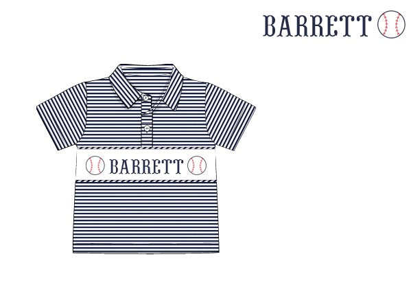Pre-Order Navy Custom Hand Smocked Game Day Polo (Football and Baseball)